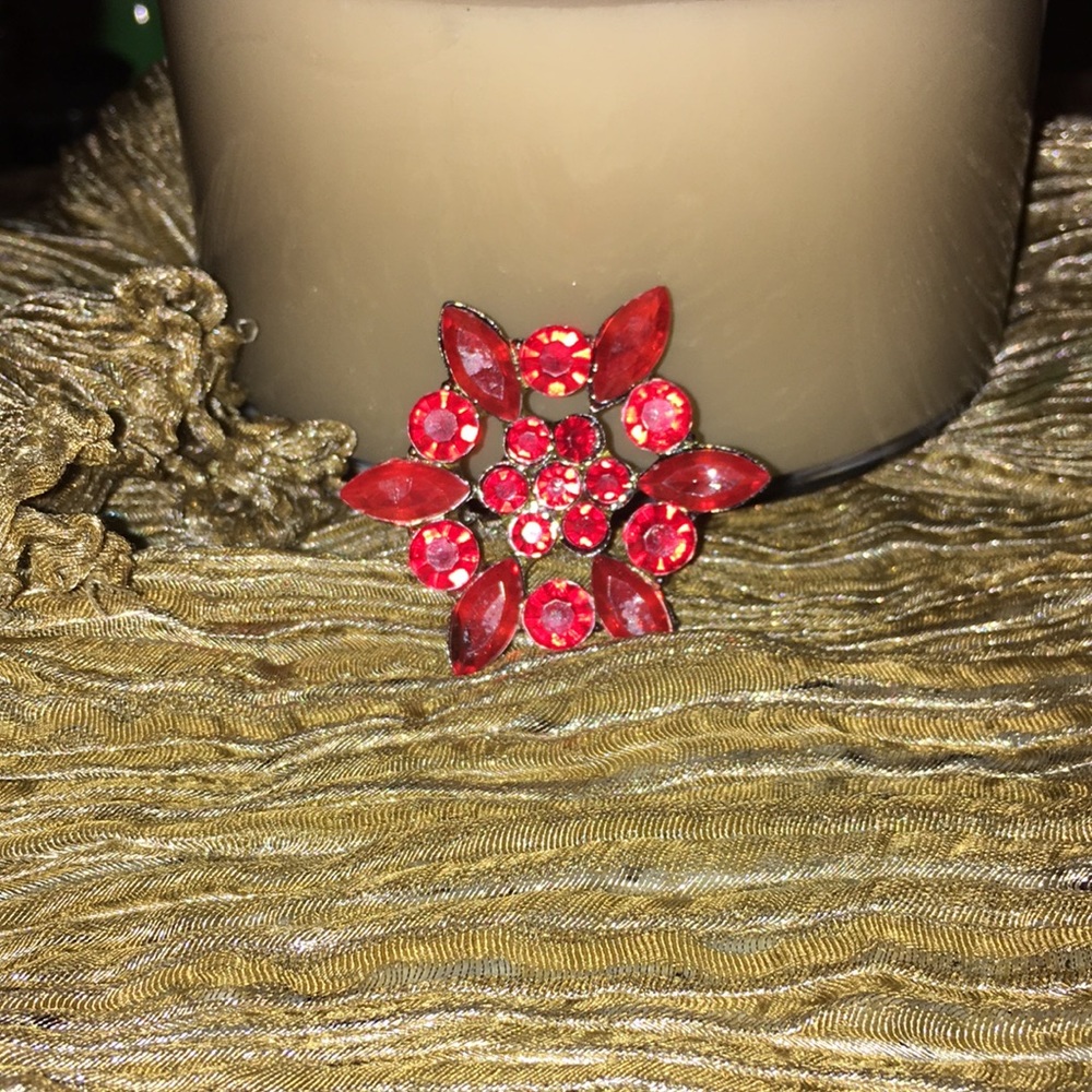 Vintage Red Jewel Brooch #64